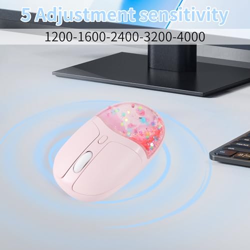 Image of Bluetooth Wireless Mouse,Creative Floating Cartoon Pig Animal Mice,RGB Backlit Rechargeable Triple Mode(Dual Bluetooth+USB) Computer Silent Mouse with USB Receiver for Laptop /MacBook /iPad /PC (pink)