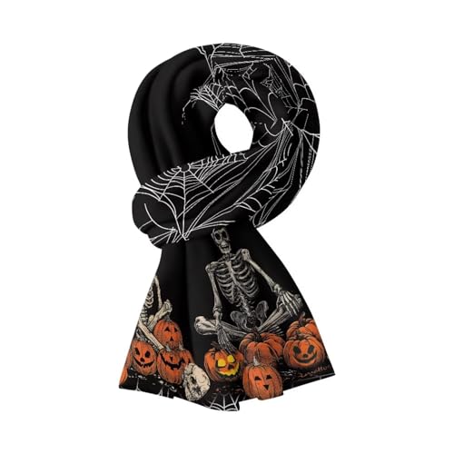 Babrukda Colorful Bat Winter Scarf for Women Cold Weather Thick Funny Scarf Soft Halloween Party Oversized Shawl Scarves