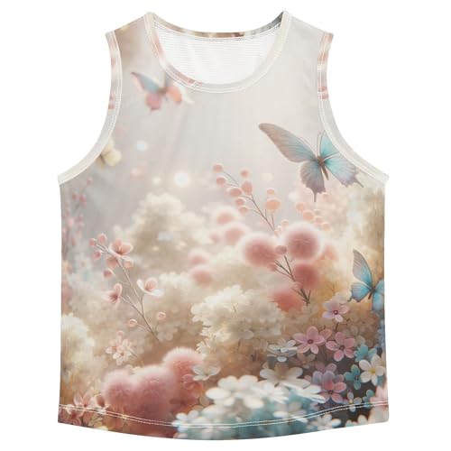 susiyo Butterfly and Flowers Boys Sleeveless Tank Top Girls Athletic T Shirt