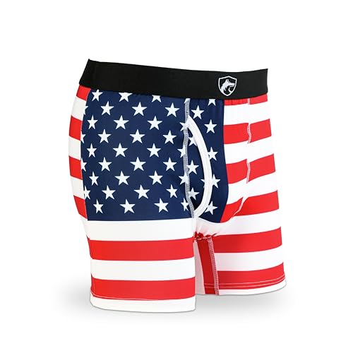 Men's American Flag Patriotic Moisture-Wicking Polyester Boxer Brief Underwear, Thin Blue Line, Thin Red Line2