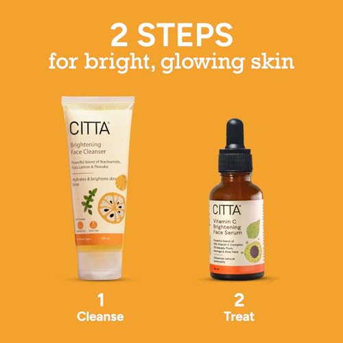 Image of CITTA Brightening Skincare Combo,Yuzu Lemon Brightening Face Wash(100 ml)+ 12% Vitamin C Serum(30 ml),Glowing,Even-Toned,Hydrated Skin,Gentle for Daily Use,Unisex,Non-Drying,Effective Formula.