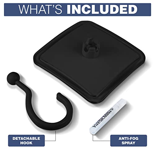 Mirrorvana Hanging Fogless Shower Mirror For Shaving With 360° Rotatable Swivel Hook - Anti Fog And Shatterproof 6.3" X 6.3" Surface (Black) #TOP5