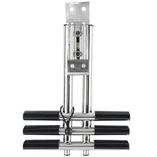 DasMarine Heavy Duty 3 Steps Boat Marine Sport/Diver Ladder 316 Stainless Steel Dual Vertical Telescoping Tube with 2.5" Transom Mounting Extension Shim (3 Step Ladder)