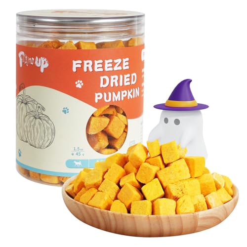 PAWUP Freeze-Dried Pumpkin Treats for Dogs & Cats – High Fiber, Single Ingredient Natural Snacks for Digestion & Gut Health, Healthy Food Toppers, 1.58 oz