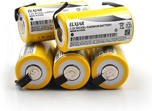 YUTSUJO (5-Pack) Sub C 1.2V 2000mAh Ni-CD SC Rechargeable Battery for Power Tools (with Tabs)