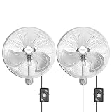 Picture of ROVSUN 18" Wall Mounted Fan, Max 4600 CFM High Velocity Industrial Wall Fan with Easy Controller, Wide Oscillating, Commercial Ventilation Use, for Garage, Gym, UL Listed, 2-Pack