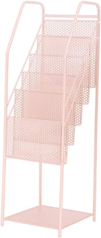 Étagère à livres simple moderne rose avec rangement journal magazine multicouche