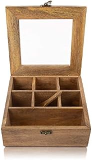 Handmade Wooden Seasoning Herb Spice Masala Box Container Holder Rack Stand Caddy With Spoon Decorative Storage Chest Organizer For Kitchen Pantry Cabinet Drawer Storage