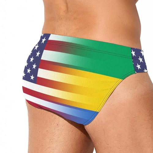 U.S.A Gabon Flag Mens Swim Briefs Bikini Sexy Low Rise Trunks Swimsuit Bathing Suit Beach3