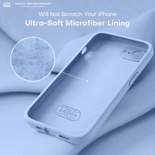 Image of LOVE 3000 Designed for iPhone 16e /17e Case, Premium Silicone with [Soft Anti-Scratch Microfiber Lining] Shockproof Protective Phone Case for Men Women Girls 6.1 inch, Light Blue