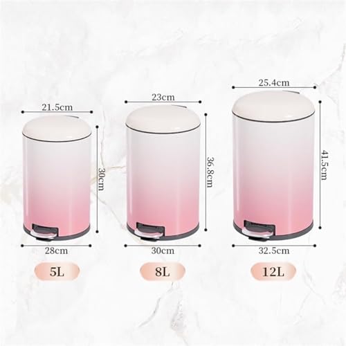 Tret-Mülleimer aus Edelstahl mit herausnehmbarem Einsatz, runder Abfalleimer mit Farbverlauf für Wohnzimmer, Schlafzimmer, Büro, Badezimmer, Deckel und Pedalbedienung, modernes Design für Zuhause und – Bild 3