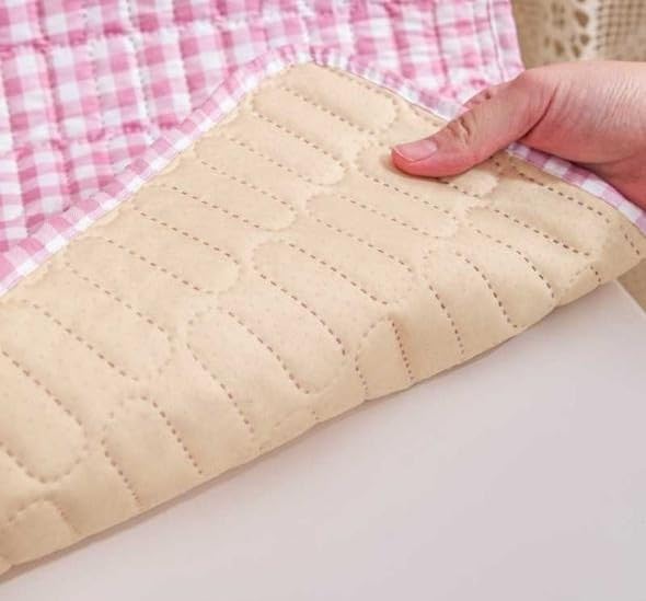Image of HOMETHREADS Universal-Fit Cotton Fabric Chair Cover Comfortable Cushioned Seating Pad with Anti-Slip Back, Perfect for Kitchen,Dining Room (Pink Box, Pack of 1)