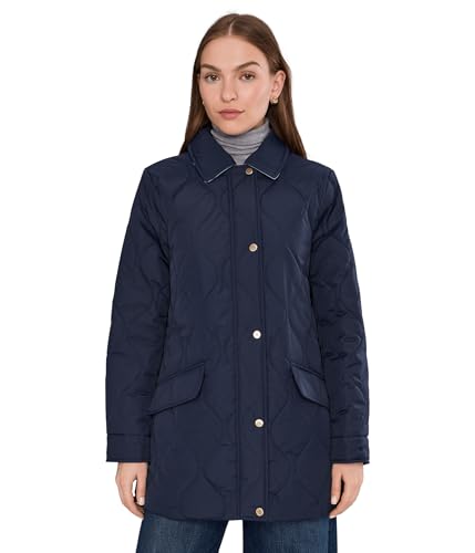 Lauren Ralph Lauren Womens Onion Quilt Chambray Collar Dark Navy M