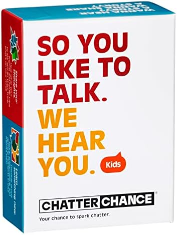 ChatterChance Kids: Conversation Card Game Gift for Family Fun Activities or Car Travel Road Trip Games for Children - 80 Thought Provoking Question Deck of Cards Learning Social Skills Therapy