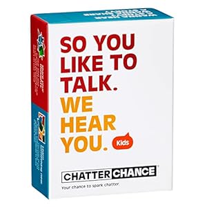 ChatterChance Kids: Conversation Card Game Gift for Family Fun Activities or Car Travel Road Trip Games for Children – 80 Thought Provoking Question Deck of Cards Learning Social Skills Therapy