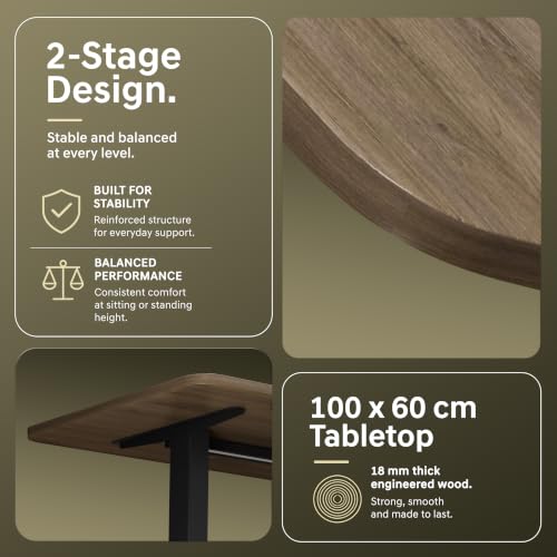 Image of V ONE Electric Standing Desk with One-Piece Solid Top | Heavy Duty Height Adjustable Computer Desk | 3 Memory Preset | 5 Year Warranty | for Home Office (Claire Ork, 100 * 60 CM)