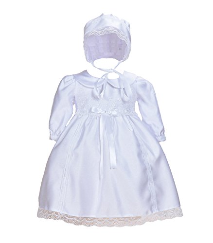 Cinda Bebé Blanco Satinado Manga Larga Vestido de Bautizo con capó Blanco 6-9 Meses