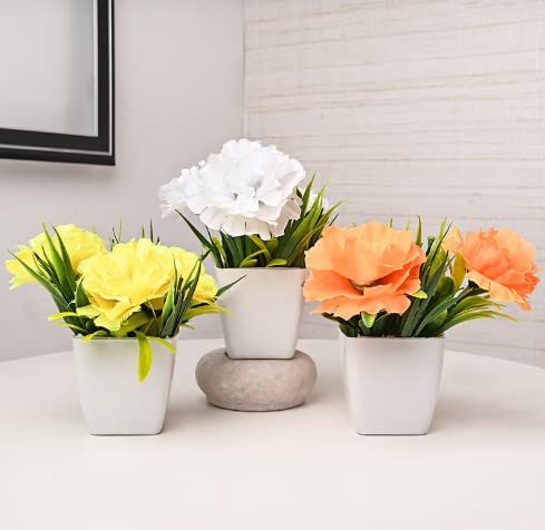 Mallexo Artificial Flower with Pots for Home Decoration Combo of 2PCs Artificial Forest Bonsai Plant with Plastic Pot for Office Decoration items Desk Greenery Room Home Décor Plants - Random color