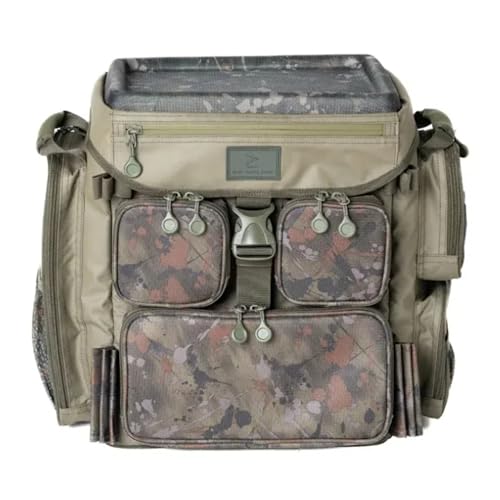 Sac à dos de pêche One More Cast HEIST Splash Camo 40 L compact avec couvercle rigide