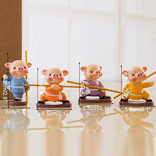 Dszxhn Statues For Home Decor,Creative Cute Cartoon Four Kung Fu Pig Animal Sculpture Crafted Figurines,Home Desktop Shelf Art Décor Statuettes For Indoor Living Room Or Office #TOP3