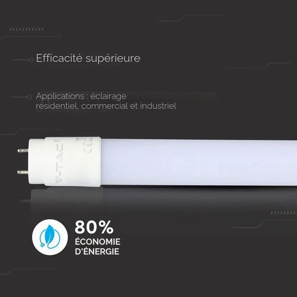 V-TAC - Tube LED 60 cm, 120 cm, 150 cm - Angle d'éclairage : 160°, Weisses Licht (6400k), G13, 10.00W, 230.00V
