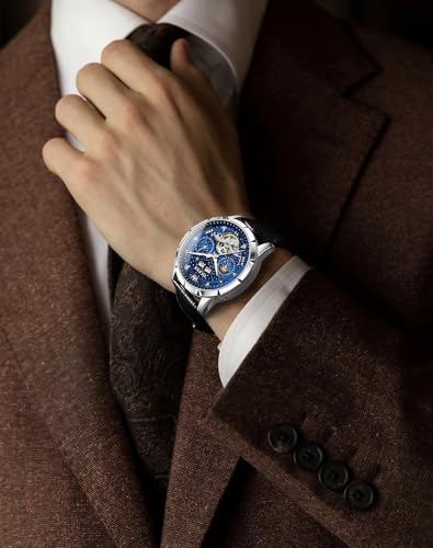 Image of OLEVS Mens Automatic Watches Self-Winding Starry Sky Diamond Skeleton Luxury Wrist Watch Waterproof Luminous