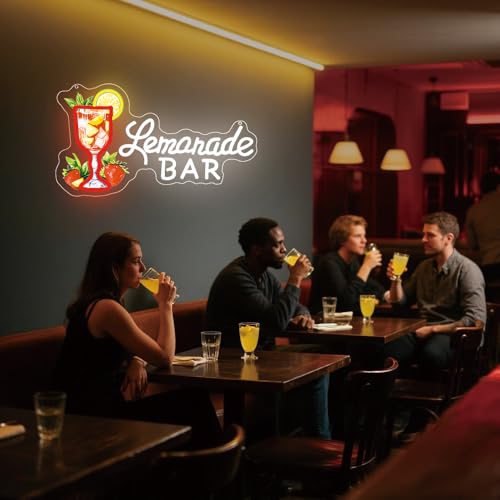 Image of Lemonade Neon Sign,Lemonade Bar Led Neon Signs Wall Decor, Cocktail Bar Drinks Neon Signs for Business Art Wall,Restaurant,Shop,Pub, Night Club, Man Cave Decoration