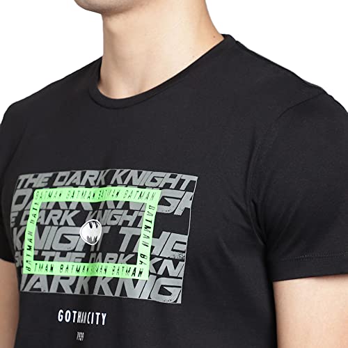 Image of Free Authority Batman Printed Regular Fit Black Cotton Men's T-Shirt