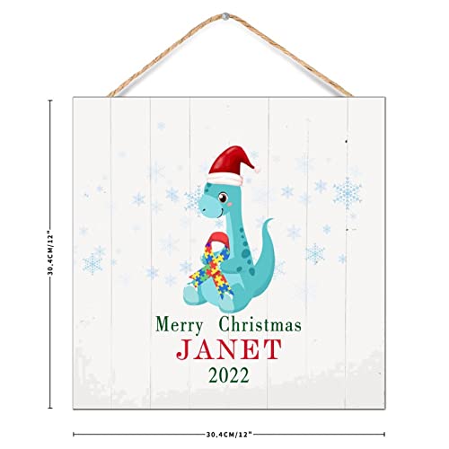 Décoration murale bois dinosaure violet Noël 30cm - 4
