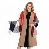 Good Nite Bufanda Pañuelo Cuello Mujer Invierno Otoño Fular Hombre Cuadros Elegante Chal Mujer Pasminas Moda Suave Cálido (Rojo,200x60cm)