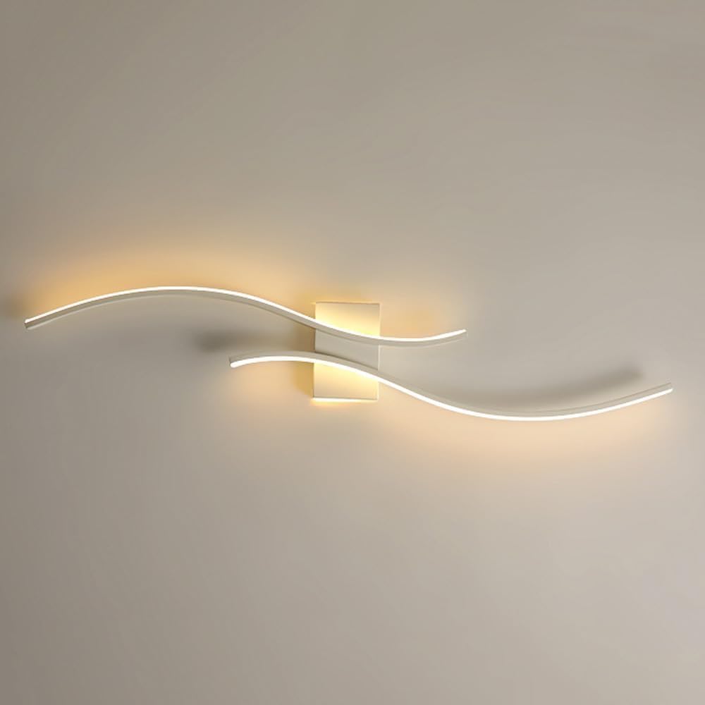 Granestner Wall Lamp LED Wall Light 2-Linear Wall Sconce,Wave Shape Wall Mount Lamp Wall Lighting for Bedside Hallway Stairwell Living Room(Size:100 * 15cm,Color:B)