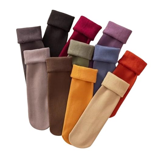 Starvis Women Winter Socks Flat Toe Without Thumb Thick Warm Fleece Ankle Length Lined Ribb Snow Thermal Fur Velvet Socks For Girls/Ladies/Women Pack Of 3 (Mix Colors), Multicolour