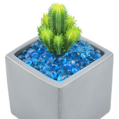 Image of 1 LB (460g) Tumbled Irregular Sea Glass Gemstone Chips, Lake-Blue | Vibrant Long-Lasting Hues, Premium Polished, Safe Non-Toxic Material, Ideal for DIY Crafts & Decorations