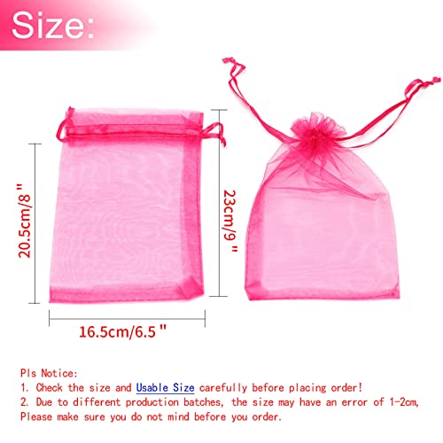 Image of Dealglad 100pcs Drawstring Organza Jewelry Candy Pouch Party Wedding Favor Gift Bags (7x9 inch, Rose)