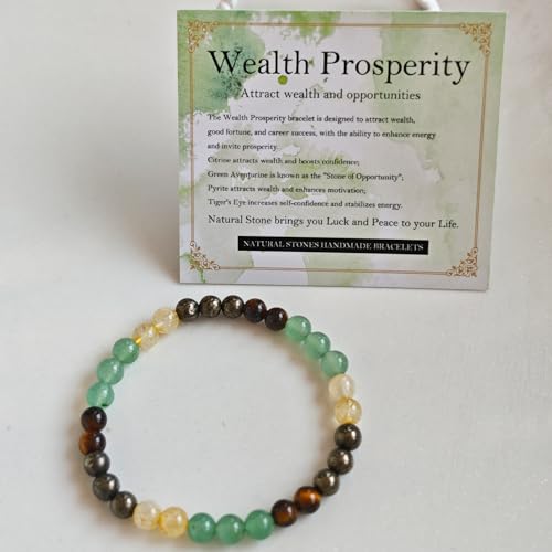 Pulsera elástica artesanal de piedras naturales miniatura 4