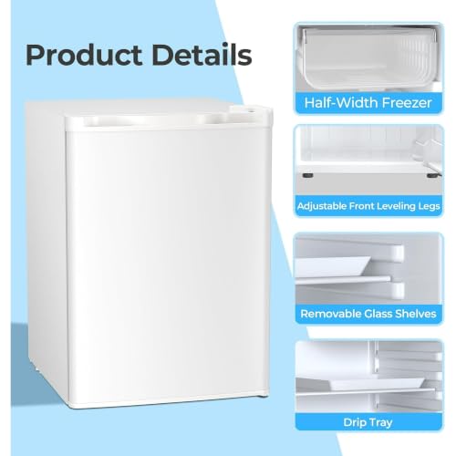 Image of COWSAR 2.56 Cu.Ft Mini Fridge Quiet Low Temp Chilled Storage for Home Office Dorm, Upright Freezer Style