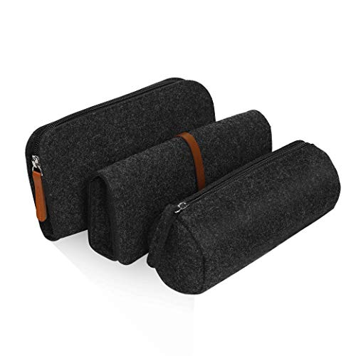 FT-SHOP Trousse Scolaire Feutre Trousse Sac de Crayon Étui à Crayons Multi-Functional Papeterie Pouch pour Scolaires et Bureau 3 Pièces Cover