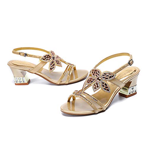 Women's Handmade Rhinestones Crystal Heel Evening Bridal Wedding Prom Sandals Heeled 6.5 cm2