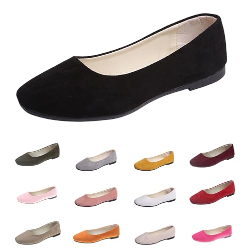 Flat Shoes for Women Pointed Toe Pumps Shoes Faux Suede Ballets Flats Comfortable Soft Ballet Dressy Slip on Walking Ballerina Shoe Booties2
