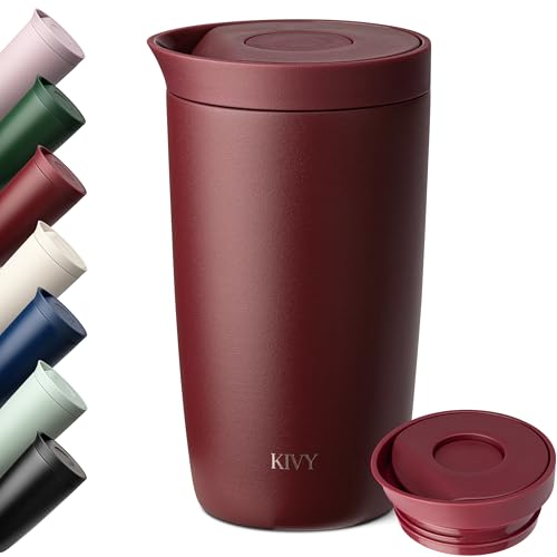 KIVY Travel Coffee Mug Tumbler [24h Cold | 6h Hot] Reusable Insulated Coffee Tumbler Stainless Steel - Spill Proof Coffee Travel Mug - Leakproof 12oz Insulated cup to go - Dishwasher Safe, BPA Free