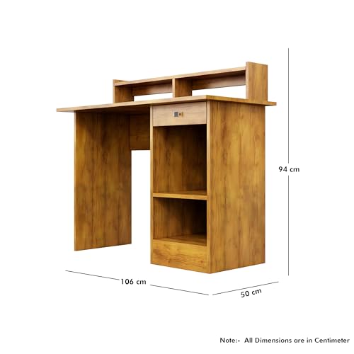 Image of Bniture Wooden Study Table for Home | Engineered Wood Study Table with Book Shelf | Multi Purpose Computer Desk for Study & Writing | Laptop Table for Home with Drawers & Storage Shelf | Giant Wood