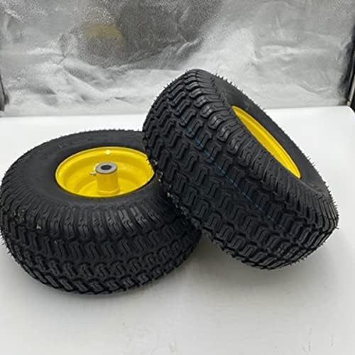 Hoosier Wheel Set of 2-15x6.00-6 Lawn Mower Turf Tech Tire and Rim - Fits on 3/4 Inch Axle, 3 Inch Hub