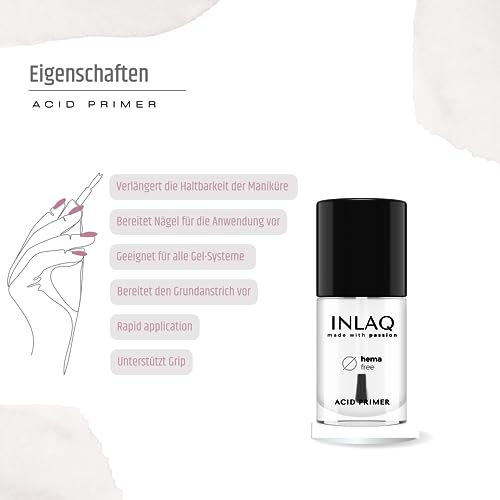 INLAQ® HEMA Free Acid Primer für Gelnägel 7ml - Säurehaltiger Primer Haftvermittler Gelnägel Acrylnägel Nagelprimer - Nagel Primer Bonder Base Coat