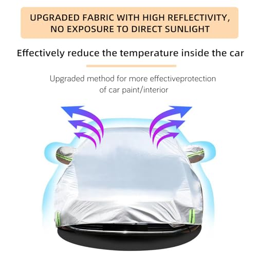 Image of Waterproof & All-Season Half Car Cover,Full Coverage Protection for Windshields & Windows, Car Cover for Snow,Ice,Rain,Shading,Fit for Mid-to-Full Size SUV /Pickup(P-cab).
