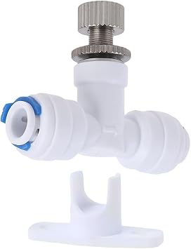Haruyuki RO Water Flow Control Valve,Adjustable 2-Way Needle Valve with Base,1/4" OD Hose Connector, POM Plastic Pressure Reducer and Flow Regulator for Reverse Osmosis Water Purifier System,White,1P