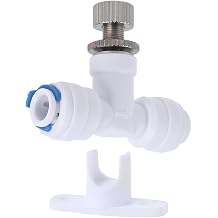 Haruyuki RO Water Flow Control Valve,Adjustable 2-Way Needle Valve with Base,1/4" OD Hose Connector, POM Plastic Pressure Reducer and Flow Regulator for Reverse Osmosis Water Purifier System,White,1P