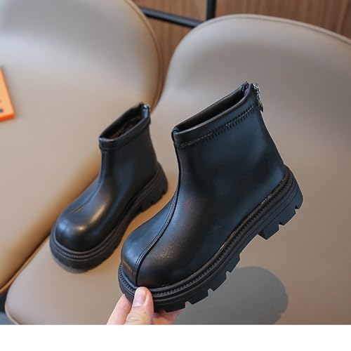 sfdgfhyf Low Heel Shoes for Toddler Black Platform Booties Kids Girls Front Zipper Cheer Shoes Outdoor Warm Non Slip3