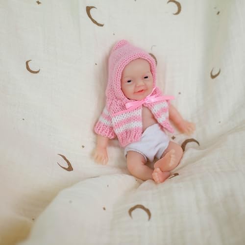 Muñeca Reborn Bebé Silicona Mini 15 cm Realista miniatura 6