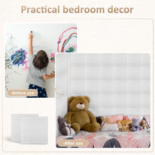 Panneaux muraux 3D autocollants blancs et imperméables 35x35 - 4