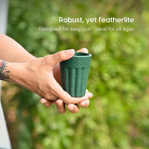 Image of Set of 6 Eco-Friendly Cutting Chai Cups | 100ml Reusable Coffee & Tea Cups | Rice Husk & Bamboo Fiber | Microwave & Dishwasher Safe | Lightweight & Durable | Hot & Cold Beverages (Fern Color)